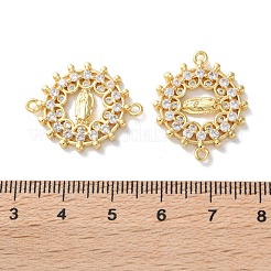 Rack Plating Brass Cubic Zirconia Virgin Mary Connector Charm&nbsp;KK-C084-01A-G