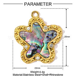 304 Stainless Steel Paua Shell Pendants&nbsp;STAS-OY002-24G