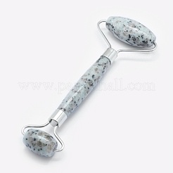 Natural Sesame Jasper/Kiwi Jasper Brass Face Massager&nbsp;MRMJ-G008-05P