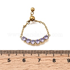 304 Stainless Steel Pave Cubic Zirconia Adjustable Chain Rings&nbsp;RJEW-P189-02A-G