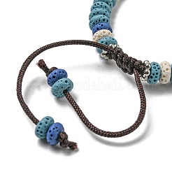 Disc Dyed Natural Lava Rock Adjustable Braided Beaded Bracelet&nbsp;BJEW-G691-01C