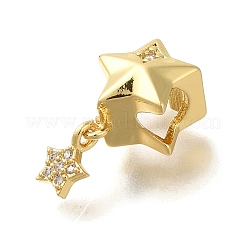 Brass Micro Pave Cubic Zirconia European Beads&nbsp;KK-Z086-24G