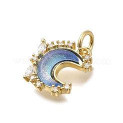 Brass Micro Pave Clear Cubic Zirconia with Glass Charms&nbsp;KK-G525-06G