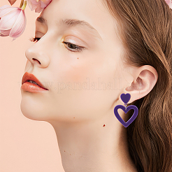 9 Pairs 9 Style Hollow Heart Acrylic Dangle Stud Earrings for Woman&nbsp;EJEW-AN0004-09