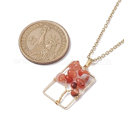 Natural mixed Gemstone with Brass Pendant Necklaces&nbsp;NJEW-JN04678
