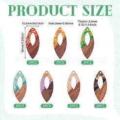 14Pcs 7 Colors Opaque Resin and Walnut Wood Pendants&nbsp;RESI-TA0005-22