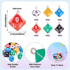 24Pcs 6 Colors Acrylic Pendants&nbsp;OACR-TA0003-74