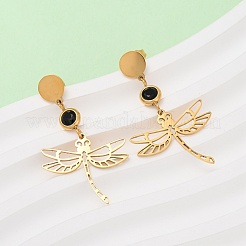 304 Stainless Steel Dragonfly Dangle Stud Earrings&nbsp;EJEW-F393-07G