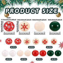 140Pcs 7 Styles Painted Natural Wood European Beads&nbsp;WOOD-TA0001-65