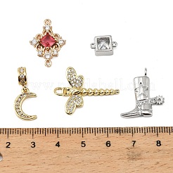 Brass Micro Pave Cubic Zirconia Pendants & Connector Finding Kits&nbsp;KK-XCP0002-20