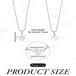 1 Set Stainless Steel Couple Heart Pendant Ball Chain Necklaces for Women Men&nbsp;NJEW-LP0001-61B