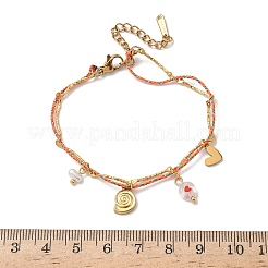 304 Stainless Steel Bar Link Chain Charm Bracelets&nbsp;BJEW-A053-02G