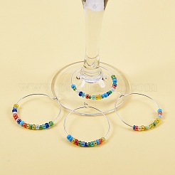 Brass Wine Glass Charm Rings Hoop Earrings&nbsp;KK-PH0028-01S