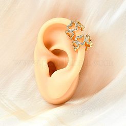 Brass Micro Pave Clear Cubic Zirconia Cuff Earrings&nbsp;EJEW-F370-31G