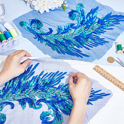 2Pcs 2 Styles Phoenix Tail Pattern Polyester Lace Computerized Embroidery Ornament Accessories&nbsp;DIY-NB0014-55B