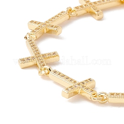 Clear Cubic Zirconia Cross Link Chains Bracelet&nbsp;BJEW-I301-12G