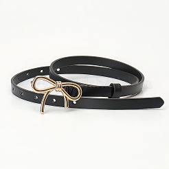 Alloy Bowknot PU Leather Chain Belts for Women&nbsp;AJEW-WH20019-67G-01