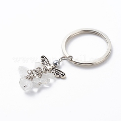 Natural Quartz Crystal Angel Pendant Keychain&nbsp;KEYC-JKC00382-04