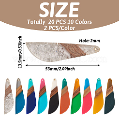 20Pcs 10 Colors Resin & Walnut Wood Big Pendants&nbsp;RESI-TA0001-71