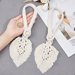 Cotton Macrame Leaf Tassel Curtain Tiebacks&nbsp;AJEW-WH0038-38A