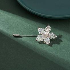 Glass Braided Bead Flower with Shell Pearl Lapel Pin&nbsp;JEWB-TA00004
