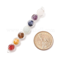 7Pcs Star Cut Round Natural Gemstones Copper Wire Wrapped Connector Charms&nbsp;PALLOY-JF01544-02