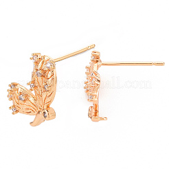 Brass Micro Pave Clear Cubic Zirconia Earring Findings&nbsp;KK-T062-227G-NF