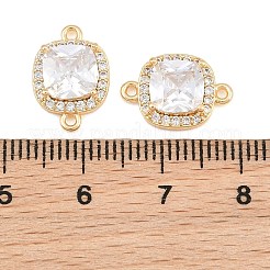 Brass Micro Pave Clear Cubic Zirconia Connector Charms&nbsp;CU-CBA7BFE-01A-G