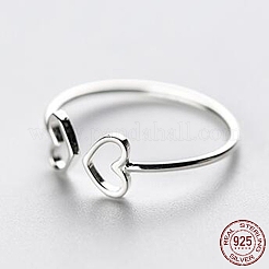 Sterling Silver Double Heart Open Cuff Ring for Women&nbsp;HEAR-PW0001-089S
