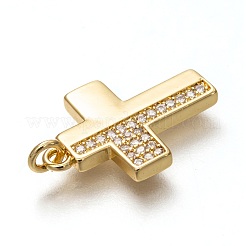 Brass Micro Pave Clear Cubic Zirconia Pendants&nbsp;ZIRC-B002-20G
