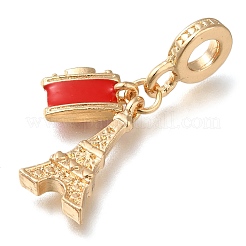 Rack Plating Alloy Red Enamel European Dangle Charms&nbsp;PALLOY-A009-06G