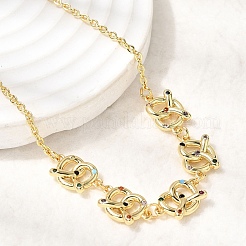 Brass Micro Pave Cubic Zirconia Knot Pendant Necklaces&nbsp;NJEW-B157-08G-02