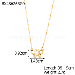 304 Stainless Steel Pave Shell Pearl Pendant Necklaces&nbsp;STAS-OY018-20G