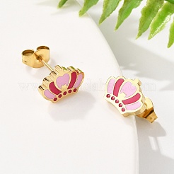 304 Stainless Steel Enamel Stud Earrings&nbsp;STAS-E502-01G-04