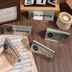 6Pcs 2 Styles 201 Stainless Steel Hotel Resturant Table No Smoking & Smoking Area Tent Sign&nbsp;AJEW-CP0003-74