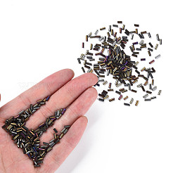 Metallic Colours Glass Bugle Beads&nbsp;SEED-N005-001-D03