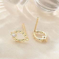 Brass Glass Stud Earrings&nbsp;EJEW-Q014-22G