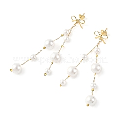 Shell Pearl Round Beaded Tassel Earrings&nbsp;EJEW-TA00816