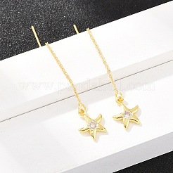 Brass Clear Cubic Zirconia Ear Thread&nbsp;EJEW-H182-05A-G