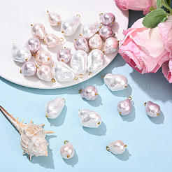 30Pcs 3 Styles Electroplated Glass Pearl Pendants&nbsp;PALLOY-YW00111