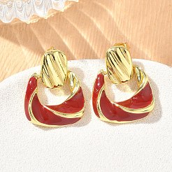 Brass Enamel Dangle Stud Earrings for Women&nbsp;KK-CBA760A-12G