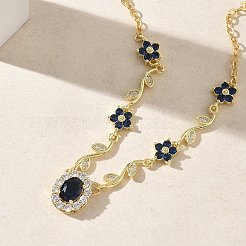 Brass Pave Cubic Zirconia Flower Pendant Necklaces&nbsp;NJEW-C121-04A-02G