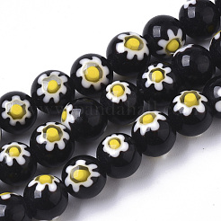 Handmade Millefiori Lampwork Beads Strands&nbsp;LAMP-R143-01