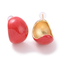 Enamel Bean Stud Earrings&nbsp;EJEW-F307-01G