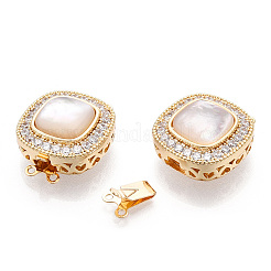 Brass Micro Pave Clear Cubic Zirconia Box Clasps&nbsp;KK-C031-15G