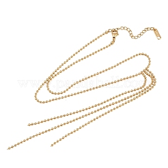 304 Stainless Steel Ball Chain Tassel Y Necklaces for Women&nbsp;NJEW-Z104-01G