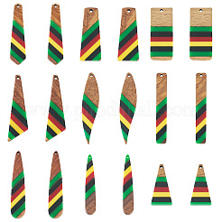 18Pcs 9 Styles Epoxy Resin & Walnut Wood Pendants&nbsp;RESI-TA0003-88A