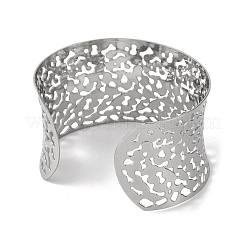 Hollow Wide 304 Stainless Steel Cuff Bangles for Women&nbsp;BJEW-B104-25G