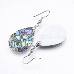 Abalone Shell/Paua Shell Dangle Earrings&nbsp;EJEW-F147-C03