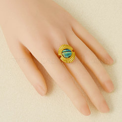 304 Stainless Steel with Natural Shell Cuff Open Rings for Women&nbsp;FC7399-4